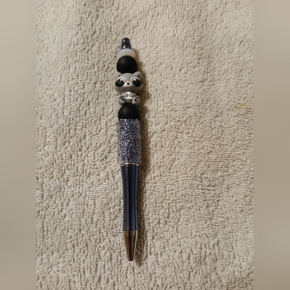 Beaded Pen With Racoon Accent